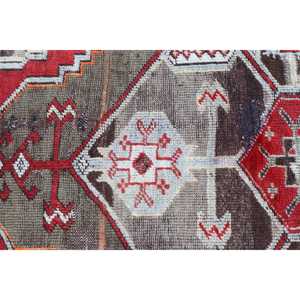 3.5x6.46 ft Rug, Vintage Turkish Accent Rug, <b>Red</b> <b>Wool</b> Rug - Product Image 5