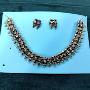 Exclusive Bollywood-Style Golden shadow Antique <b>Crystal</b> Necklace Set - Product Image 1