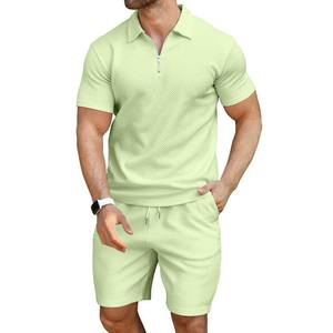 Conjunto de dos piezas, novedad de verano, trajes sencillos de moda para hombre, pantalones cortos ajustados informales de manga corta para hombre europeo y americano, ropa de calle - Product Image 2