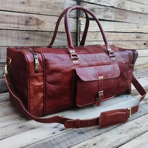 Handmade Large Vintage Genuine Leather Duffle <b>Bag</b> Fashionable Custom Weekender <b>Gym</b> Travel Zipper <b>Ladies</b> Sport Overnight Candy - Product Image 1