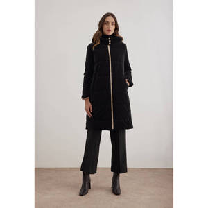 Abrigo Largo Acolchado Vintage de Invierno para Mujer con Capucha y Cierre de Cremallera - Product Image 1
