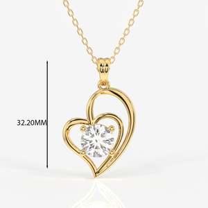Pendentif en or 9 carats avec diamant de laboratoire taille ronde pour des cadeaux élégants - Product Image 2