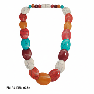 Collier en résine multicolore Prime Quaintrelle, chaîne de perles en résine géométrique audacieuse, bijoux artisanaux faits à la main, cadeau pour femmes - Product Image 1