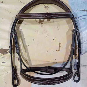 Bride à langer en cuir de cheval de qualité supérieure Demi-muserolle Confortable Durable Équipement d'entraînement d'équitation Halters - Product Image 1