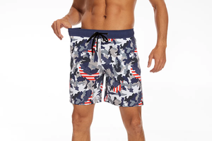 Pantalones cortos de poliéster cómodos para hombre al por mayor, ropa de baño de entrenamiento de secado rápido con cintura elástica y bolsillos para uso informal - Product Image 5