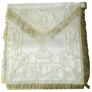 Delantal de Regalia bordado de masón hecho en fábrica, diseño de cintura de cuero de piel de cordero Real sin mangas para uso en logias masónicas - Product Image 1