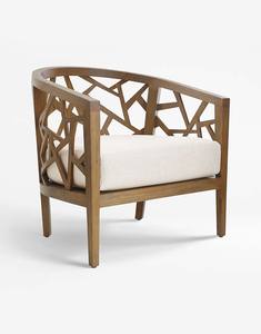 Fauteuil Askara en teck, équipé de coussins imperméables et de finitions naturelles, adapté à l'intérieur et à l'extérieur. - Product Image 1