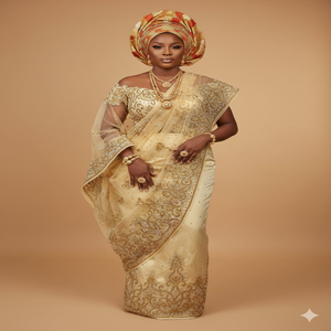 Tissu George nigérian élégant pour mariée, avec dentelle fantaisie perlée et à sequins, pour tenues traditionnelles de mariage Aso Ebi, 120 GSM, pour filles - Product Image 2