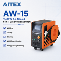 Machine de soudage au laser à fibre portative refroidie par air 1500W, soudeuse au laser industrielle 5-en-1 pour le soudage, la découpe et le nettoyage AW-15