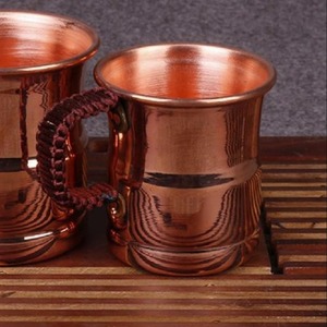 Handmade copper mule mugs set for kitchen <b>bar</b> cocktail party serving drinks in rustic vintage style - Product Image 4