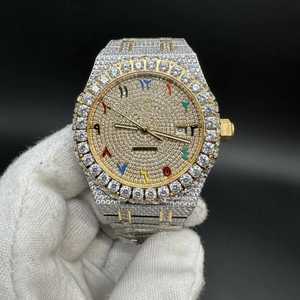 Luxe Hip Hop Glacé Hommes Automatique Mécanique Montre Plein Diamant Bling En Acier Inoxydable Arabe Cadran Verre Étanche En Gros - Product Image 1