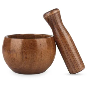 Unique Designed Wooden Grinding Tool OEM Customizable Wooden Mortar and Pestle Buy From Indian Supplier