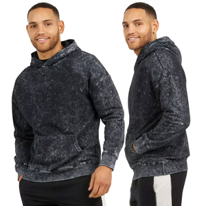 Custom Fit <b>Pullover</b> Knitted Acid Washed <b>Men's</b> Hoodies 100% Cotton Stretchable Bottom Latest Design with Embroidered Logo Outwear - Product Image 6