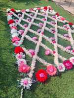 Chadar de Mariage Jasmine avec Bordure Florale Complète, Canopée Phoolon Ki Chaddar pour Mariage Indien/Punjabi/Pakistanais/Nikah