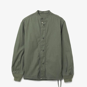 Chaqueta verde para hombre con cuello alto, informal, ligera, estilo urbano, con botones, ajuste relajado, dobladillo con cordón, estilo minimalista. - Product Image 1