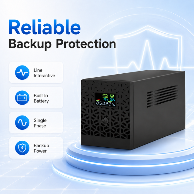 1200VA Standby UPS Built-in Lead-acid Maintenance-free Battery Backup Power Supply Desktop Computer Office Equipment LED USB