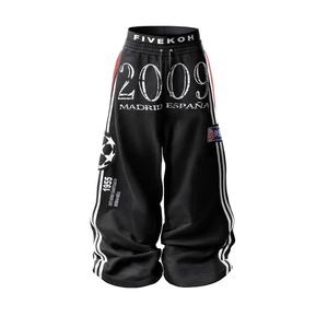 Joggers personnalisés à jambes larges Hop Lettre Rayé Conception Double Taille Détail Rue Casual Y2K Harajuku Gothique Hommes Style de Haute Qualité - Product Image 6