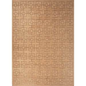 พรมปูพื้นทรงเรขาคณิตสีเบจน้ำตาล Nomadic Threads รุ่น PDJT-626 ทำจากปอกระเจาแบบทอแบน สำหรับตกแต่งบ้าน พรมลายทางรูปสี่เหลี่ยมผืนผ้าสำหรับห้องนั่งเล่นและทางเดิน - Product Image 1