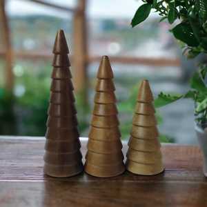 Árbol de Navidad de madera de mango terminado a mano en hermoso diseño estilo americano verde y dorado decoración del hogar del Festival de vacaciones de alta calidad - Product Image 4