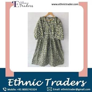 Factory Wholesale Floral Print Cotton <b>Dress</b> for Women Sweet Style <b>with</b> Natural Waistline for Pub Club Wear Available Bulk Price - Product Image 6