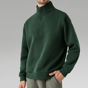 Logo personnalisé basics Oversize Stand Collar Pullover 1/4 Zip Plain Quarter Half Zipper Black Zip up sweat-shirt en coton mélangé - Product Image 4