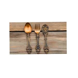Cubiertos portátiles reales de diseño personalizado de Metal bronce juego de cubiertos con mango de diseño en relieve antiguo para uso en Cafetería de Hotel - Product Image 1