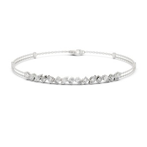 Bracelet de mariage en moissanite taille émeraude poire et marquise 1,5 carats en argent sterling 925, bijoux de luxe raffinés pour mariée, bracelet tennis - Product Image 1