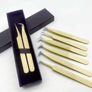 RMI Stainless Steel Lash Eyelash Extension Tweezers Various Powder Color Customized Tip Grip With Card <b>Box</b> Packing Sustainable - Product Image 6