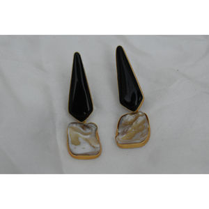 Pendientes de latón con piedra chapada en oro para niñas y mujeres, aretes de tuerca hechos a mano, a la última moda, novedad - Product Image 2