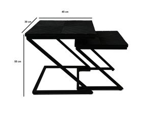 Juego de mesa nido de lujo moderno de 2 acabado negro con marco de metal y mesa auxiliar de diseño en espiga para sala de estar - Product Image 5