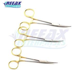 Reeax enterpries' สแตนเลสสีทองจับห้ามเลือดคีมปลายโค้งตรงล็อคเครื่องมือผ่าตัดพื้นฐาน - Product Image 4