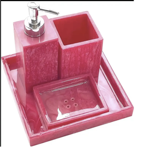 Conjunto de accesorios de baño de resina de lujo Diseño de vidrio Perfecto Nuevo regalo para el hogar de la India - Product Image 1