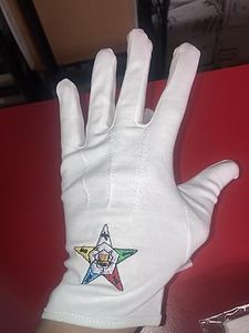 Guantes de Algodón Clásicos con la Estrella de la OES para Masones, Blancos, Talla Única, Orden del Estrella del Este - Product Image 2