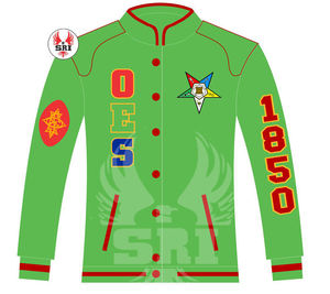 Chaqueta de Carreras Bordada con la Orden de la Estrella de Oriente para Mujer |   Chaqueta Raccar Personalizada Bordada con Insignia Masónica OES para Mujer - Product Image 6