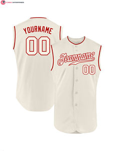 Camisetas de béisbol con logotipo de impresión por sublimación de alta calidad, camisetas de béisbol con cuello en V en blanco, camisetas sin mangas de béisbol con botones completos - Product Image 4