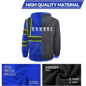 Veste de sécurité en softshell en coton, réfléchissante, imperméable, haute visibilité, classe 2 ANSI, avec éclairage LED et logo personnalisé, en provenance du Pakistan - Product Image 3