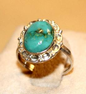 Venta al por mayor personalizado fiesta plata 925 banda hecha a mano turquesa natural anillo de piedras preciosas gran oferta mujer joyería regalo OEM disponible - Product Image 5