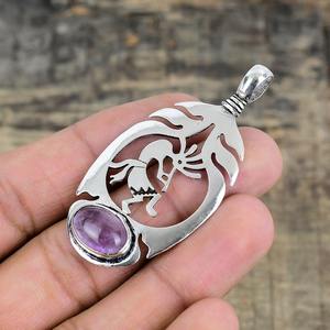 Pendentif en améthyste pour femmes Bijoux en argent de style bohème Bijoux en argent sterling 925 Pendentif fait main tendance Cadeau pour elle - Product Image 3