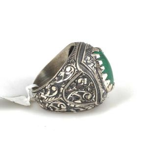 Bague pour homme en argent sterling 925 avec pierre ovale en malachite, design style stylo, pour un usage quotidien - Product Image 4