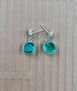 Boucle d'oreille en argent sterling 925 émeraude faite à la main, belle boucle d'oreille pour femme. - Product Image 5