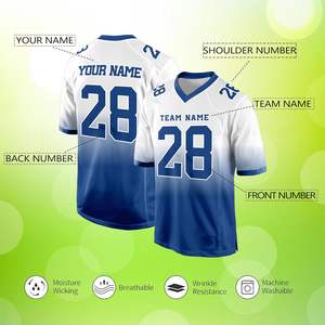 Camisetas de fútbol americano totalmente personalizadas disponibles para equipos con diseños sublimados Logotipos de equipos Nombres y números para todos los tamaños - Product Image 2
