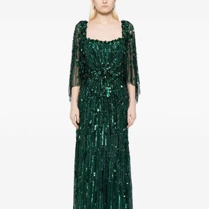 Pour vert fossette Original robes de luxe élégant longue formelle robe de soirée pour les femmes Vintage brodé Robe Grande été - Product Image 1