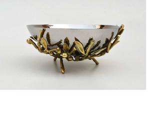 ชามสแตนเลสพร้อมก้านดอกกล้วยไม้ทองเหลืองประดับโต๊ะโลหะทำจากเงินอเนกประสงค์แบบญี่ปุ่น - Product Image 4