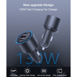 Adaptateur de chargeur de téléphone de voiture à double port 130W à charge rapide, tension 12-24V - Product Image 3