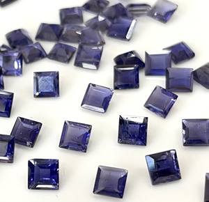 Iolite naturelle coupe carrée 5mm coupe à facettes-pierre précieuse lâche coupe carrée iolite qualité supérieure - Product Image 2