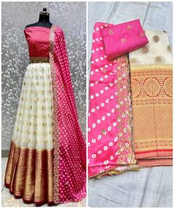 Diseñador Kanjivaram seda Impresión digital trabajo lehenga choli con banarasi dupatta ropa de boda precio al por mayor Ropa Étnica - Product Image 1