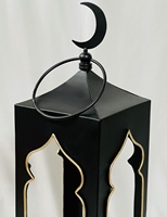 Décoration du Ramadan 2027, lanterne à bougie en métal noir en forme de mosquée pour la maison et les événements