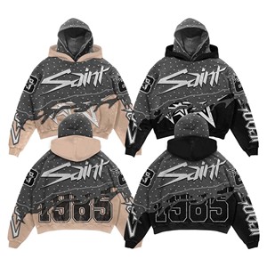100% algodón polar Vintage Sun Faded Custom Acid Wash sudaderas algodón apliques parche desgastado bordado sudaderas con capucha para hombre - Product Image 1