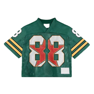 Ropa de calle Vintage de buena calidad para hombre, camiseta cuadrada de gran tamaño de malla hecha a medida, camiseta recortada de fútbol americano - Product Image 1