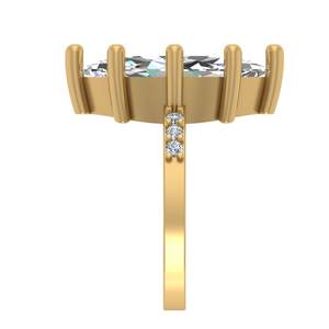 ชุดง่ามทองสีเหลือง10K ประดับเพชรทรงกลมและแหวนสำหรับผู้หญิงที่มีหินข้างเครื่องประดับแบบคลาสสิก - Product Image 5